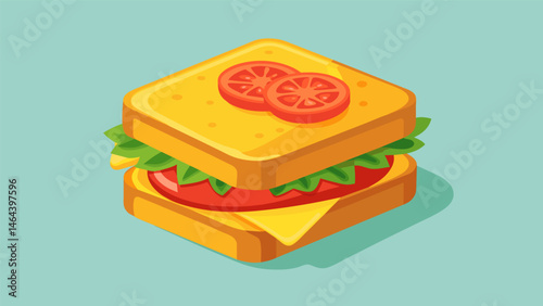A grilled cheese sandwich made with whole grain bread and sliced tomato for a satisfying and healthier take on a classic latenight snack.. Vector illustration