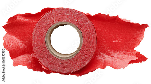 roll of red tape isolated on white background