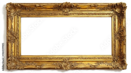 French provincial gilt-framed painting isolated on white background.  