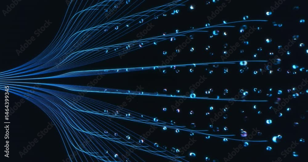 Digital Animation with Glowing Blue Lines and Nodes Making a Network with Pathways that Intersect. Visualization of AI Connectivity and Data Flow in a Futuristic Technological Concept