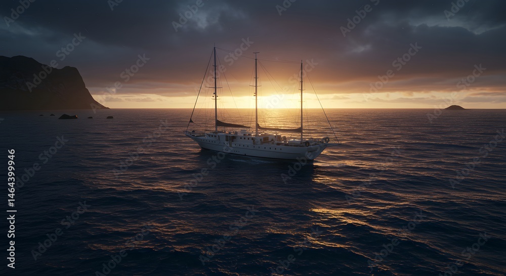Fototapeta premium Sailing Yacht at Sunset
