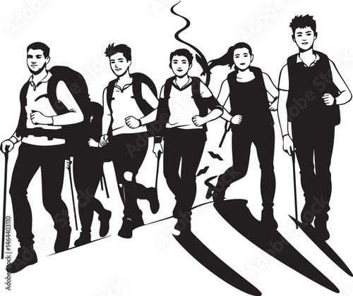 Trekking and Hiking Silhouettes Collection – Outdoor Adventure Vectors