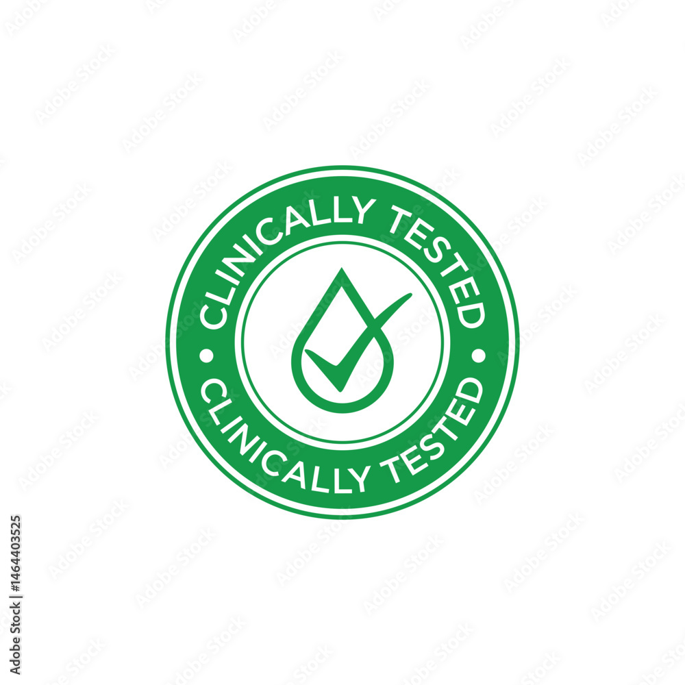 Clinically Tested Green Sign Symbol ICON VECTOR. Clinically Tested Green Sign Symbol ICON VECTOR.