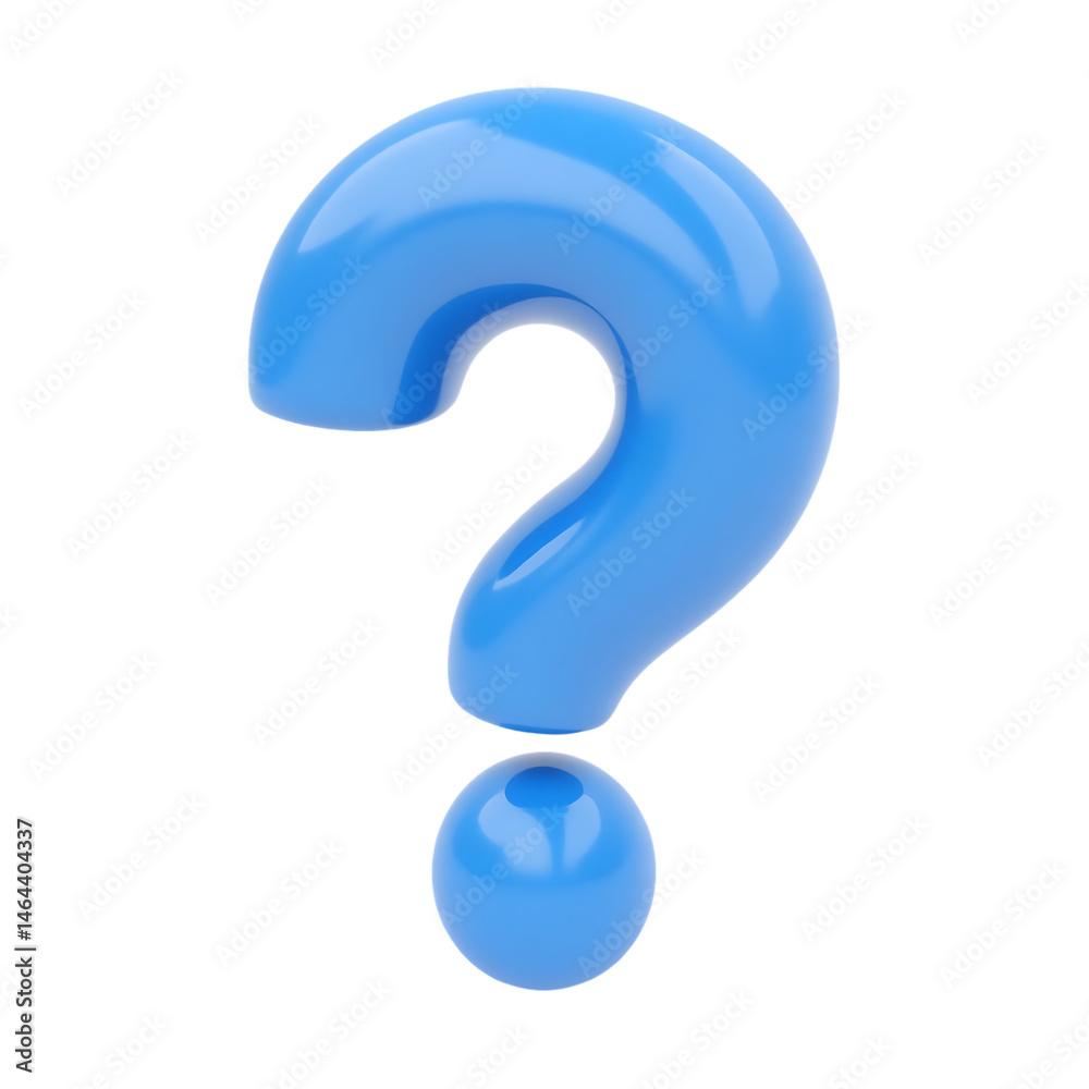 Naklejka premium Blue Question Mark: Inquiry Symbol, Doubt Concept, Asking Sign, Problem Icon, Uncertainty Graphic, Confusion Mark, Query