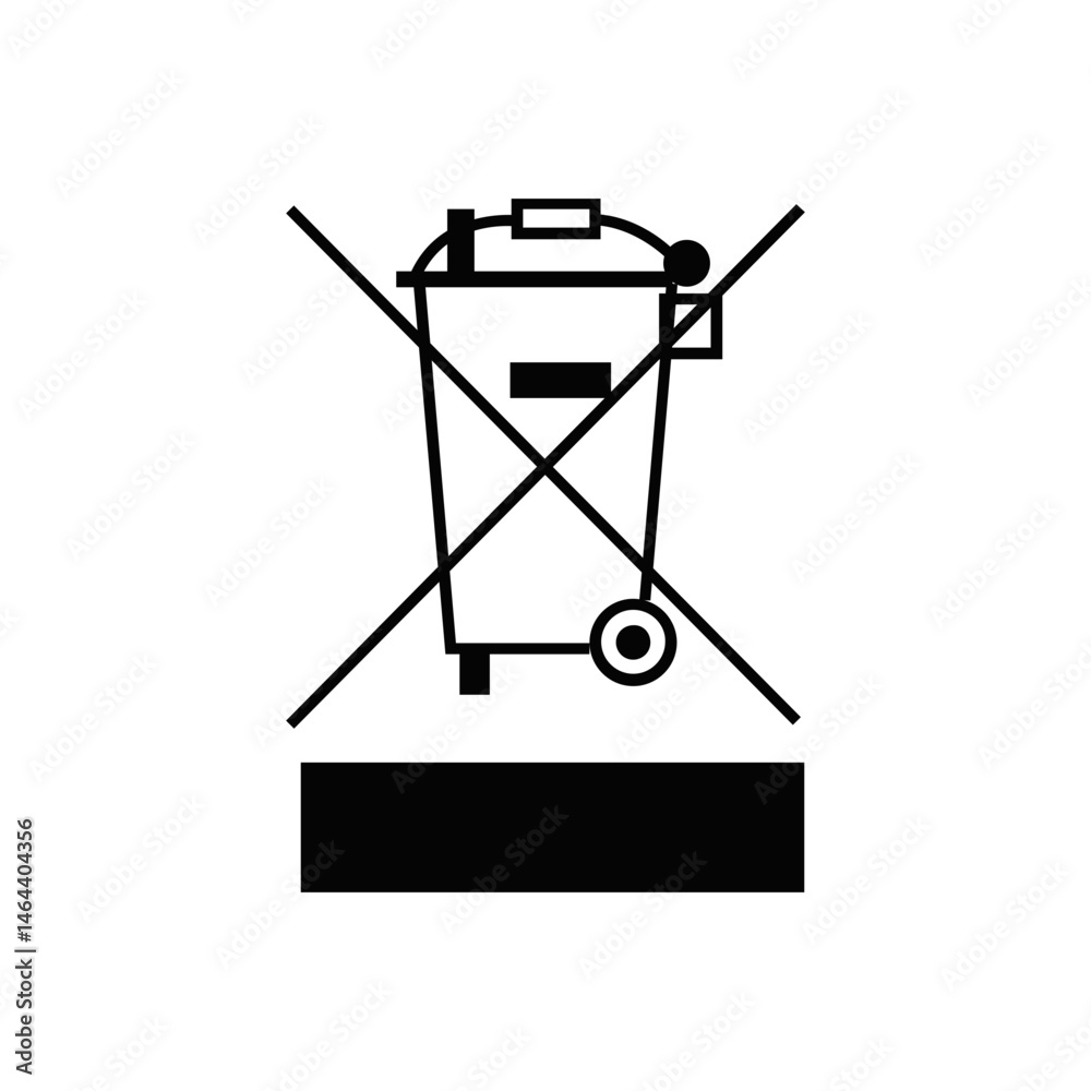 Cross Trash Bin WEEE Sign Symbol ICON VECTOR. Cross Trash Bin WEEE Sign Symbol ICON VECTOR.
