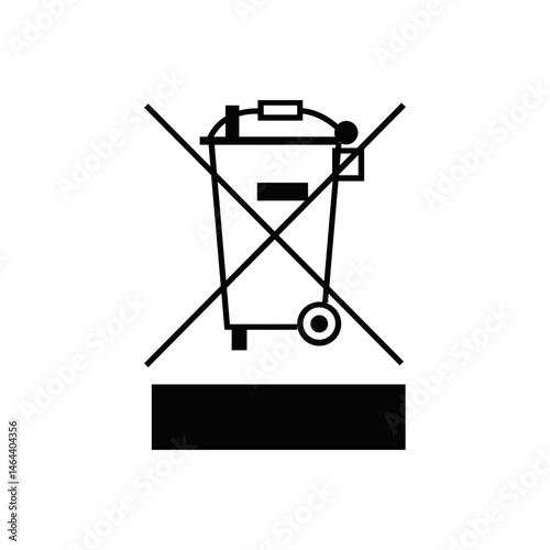Cross Trash Bin WEEE Sign Symbol ICON VECTOR.