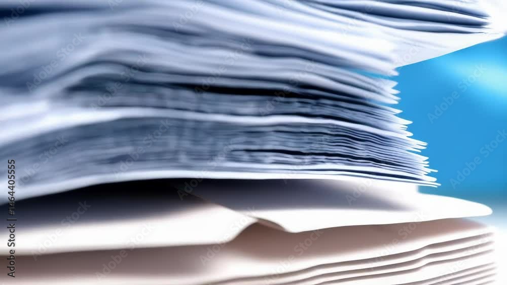 Close-up of crumpled and stacked white paper documents, suggesting paperwork or office organization concept