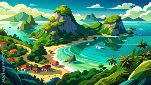  Very beautiful Bird eye view of Sea Thailand, Mu Ko Ang Thong island National