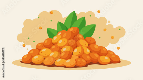 A handful of roasted chickpeas with a dash of cayenne pepper offering a satisfying crunch and a source of plantbased protein for endurance athletes.. Vector illustration