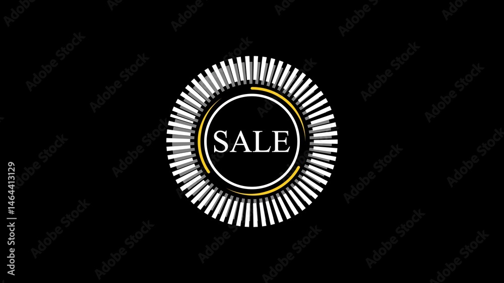 Fototapeta premium Modern sale badge design with geometric circle composition for promotional offers and discount announcements on a black background