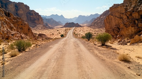 Desert Road Through Canyon