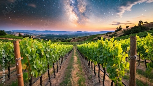 Vineyard Milky Way Sunset