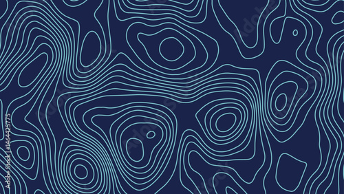 Abstract blue topographic illustration with curves.