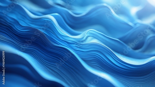 Abstract blue background with flowing, soft, wavy silk patterns