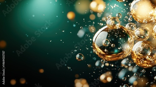 A dazzling image of sparkling bubbles suspended in mid-air, illuminated by light, conveying a sense of fantasy, magic, and wonder in an abstract artistic style.