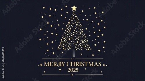 Vector design with Christmas theme, Merry Christmas 2025 greetings, minimalist, simple, golden and modern vector design 