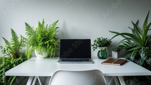 Modern laptop on an office desk or home table, ready for work or study