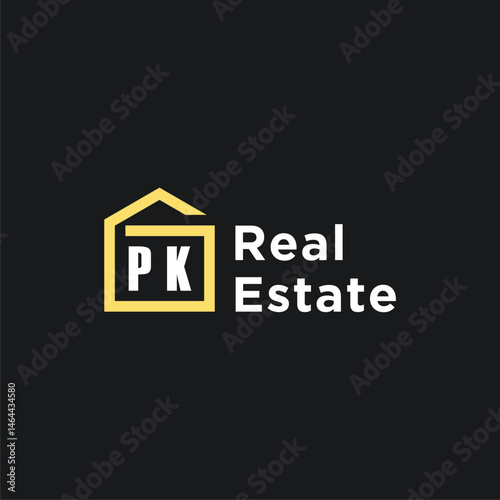 PK initials minimalist creative real estate logo vector