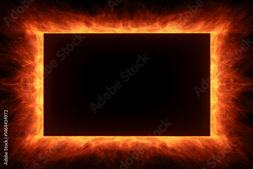 Frame with a fiery border and empty space in the center for text or design elements