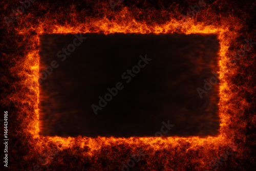 Frame with a fiery border and empty space in the center for text or design elements