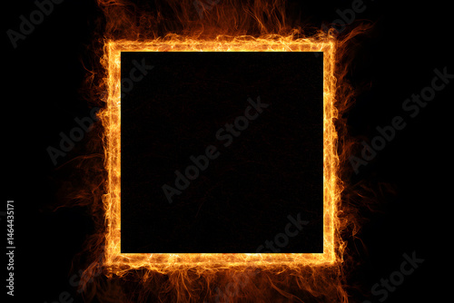 Frame with a fiery border and empty space in the center for text or design elements
