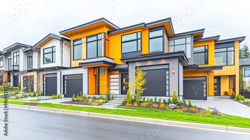 Modern house exterior contemporary home architecture gray and yellow facade