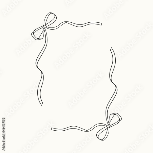 Retro frames made of ribbons and baets. Vector simple hand drawn illustration.