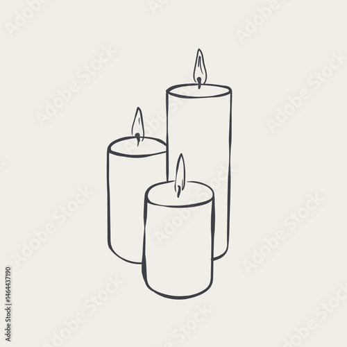 Vintage candle holder in contemporary line art style.