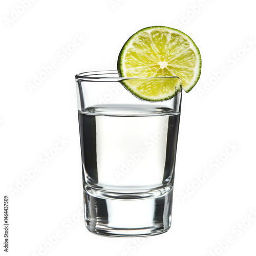 Tequila shot with lime isolated on transparent background