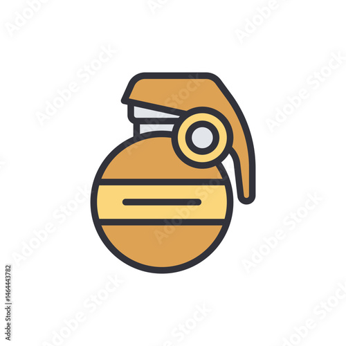 Stylized Grenade Illustration on a White Background Depicting Warfare