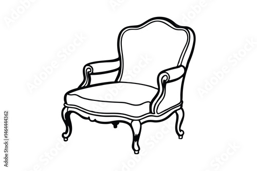Line art illustration of a Louis XV-style berg?re chair.eps