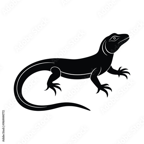 Basking Monitor Lizard Bold Vector Silhouette