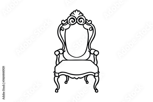 Line art illustration of a a Victorian parlor chair.eps