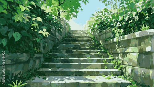 Weathered Path Palette stone stairs isolated watercolor vector illustration svg