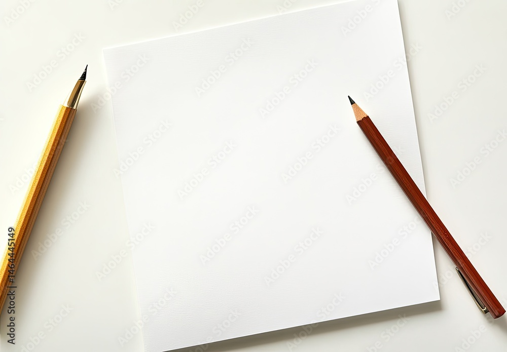 Blank sheet of paper with pencils Blank sheet of paper with pencils