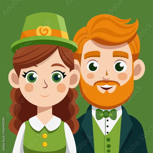 Adorable Irish Couple Cartoon for St. Patrick's Day