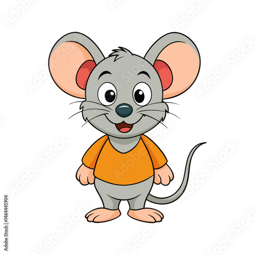 Adorable Cartoon Mouse Illustration.  A Happy Rodent Character