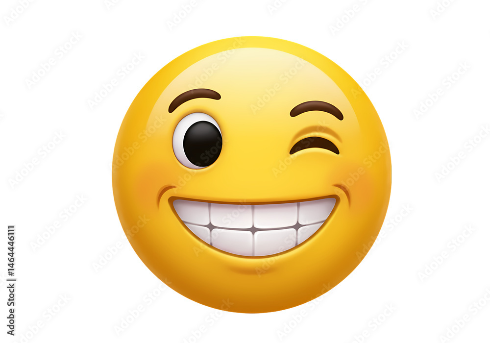Fototapeta premium Winking Smiley Face Emoji HighResolution Image isolated on transparent background