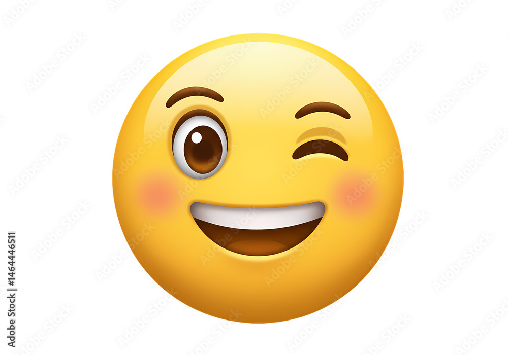 Fototapeta premium Winking Emoji Face Illustration isolated on transparent background