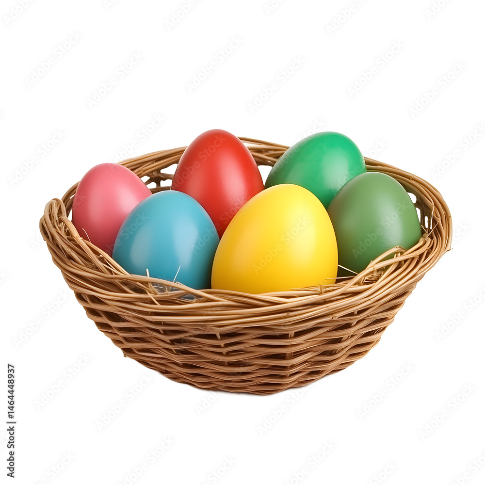 Colorful Easter Eggs Nestled in a Wicker Basket Colorful Easter Eggs Nestled in a Wicker Basket