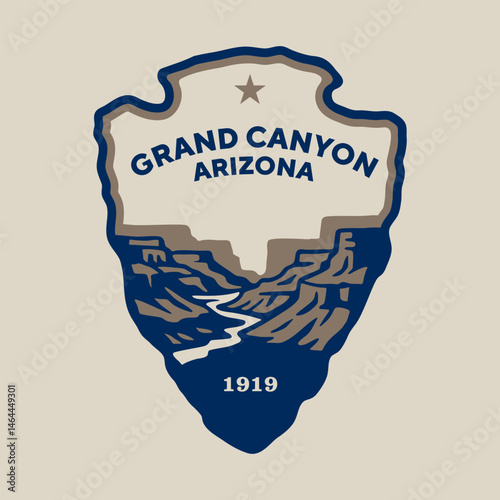 Emblem patch logo illustration of Grand Canyon National Park, Arizona, USA.
