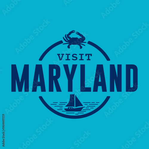 Visit Maryland state USA, travel logo and icon