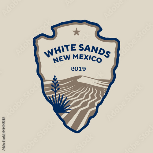 Emblem patch logo illustration of White Sands National Park, New Mexico, USA.