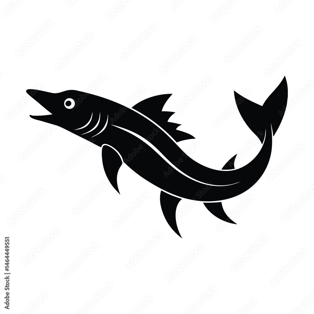 Obraz premium Leaping Barracuda Bold Vector Silhouette