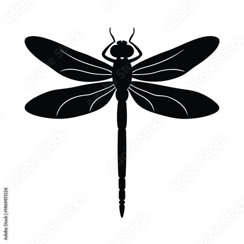 Perched Dragonfly Bold Vector Silhouette