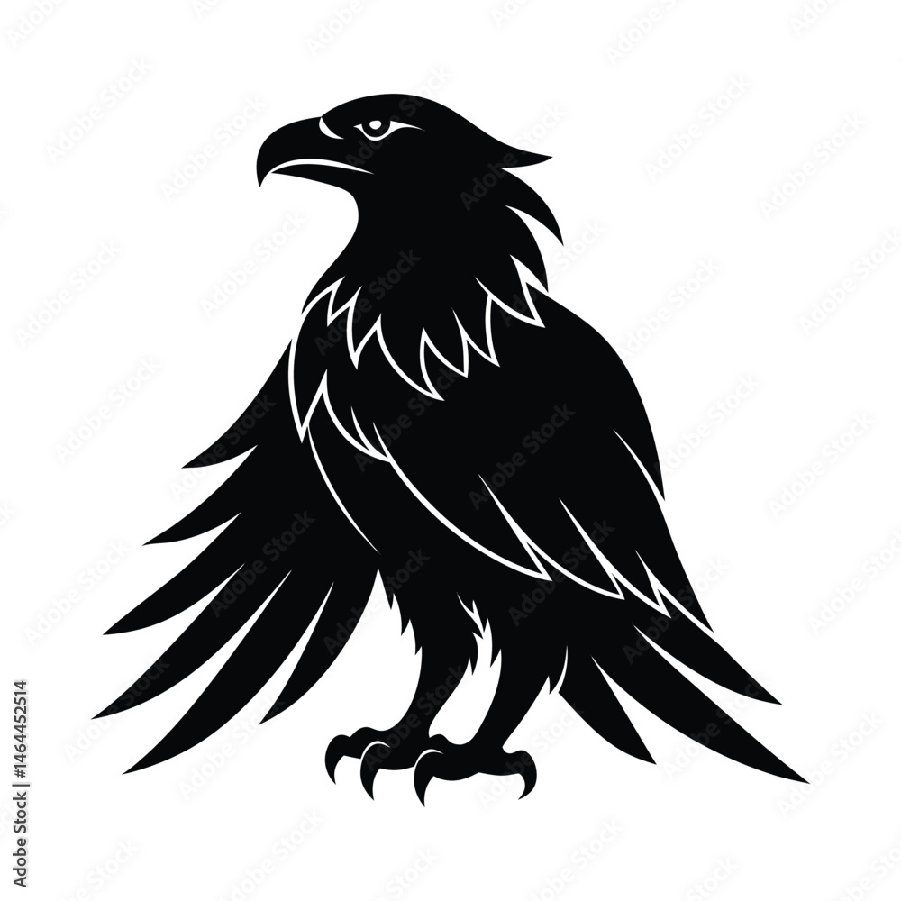 Fototapeta premium Perched Eagle Bold Vector Silhouette