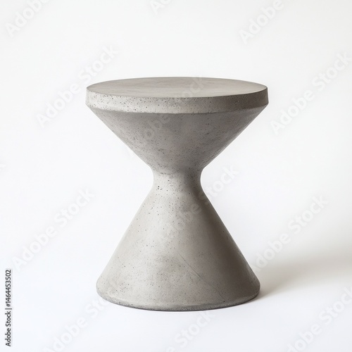 Minimalist concrete side table isolated on white background.  