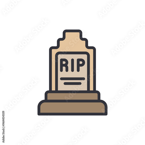 Stylized Grave Marker Illustration on Dark Backdrop, Simple Design Concept