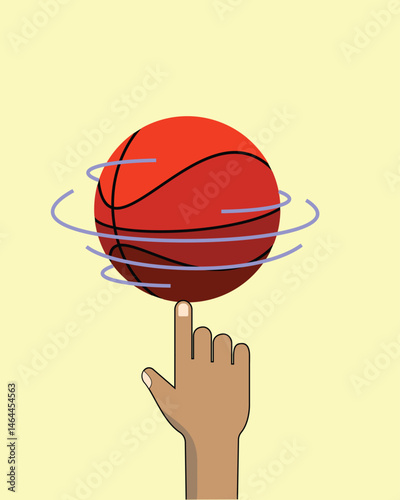 illustration of freestyle basketball spinning on the hand.