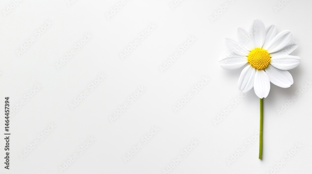 Obraz premium Single daisy on white background